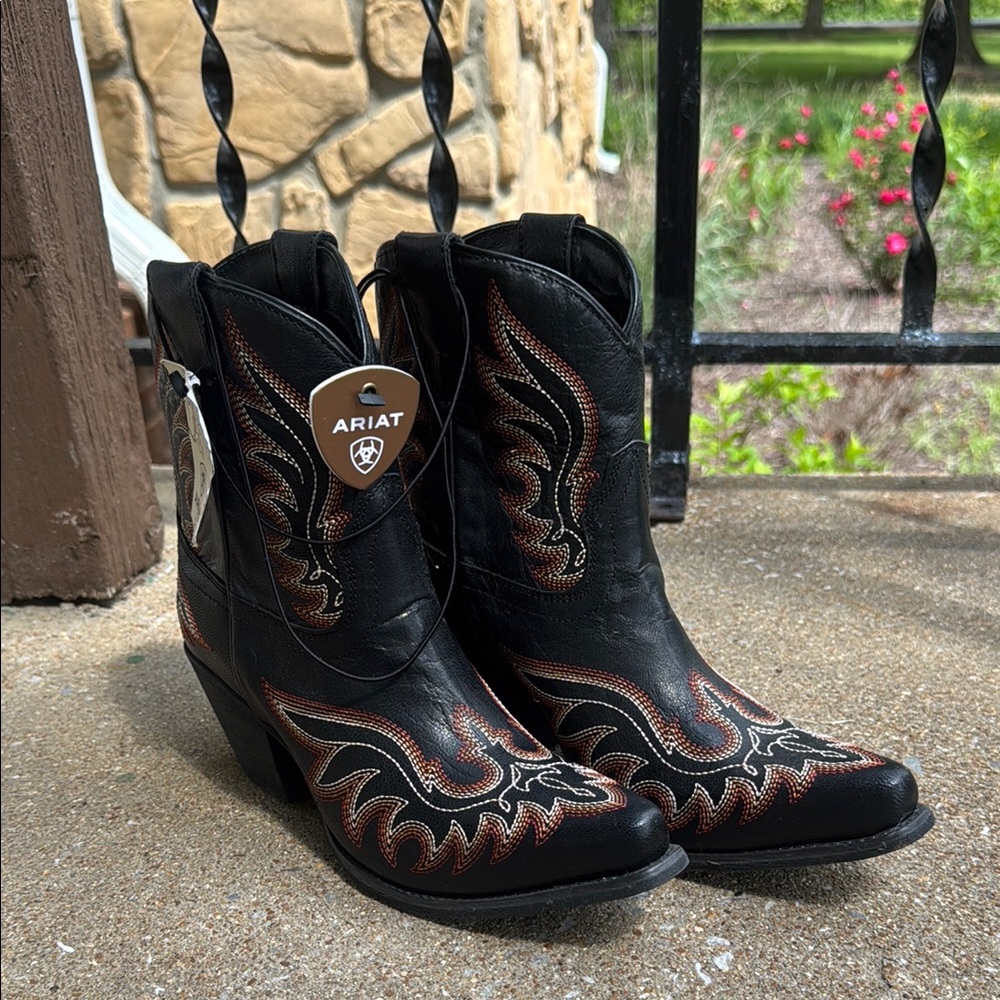 Ariat Black and Brown Heeled Boots